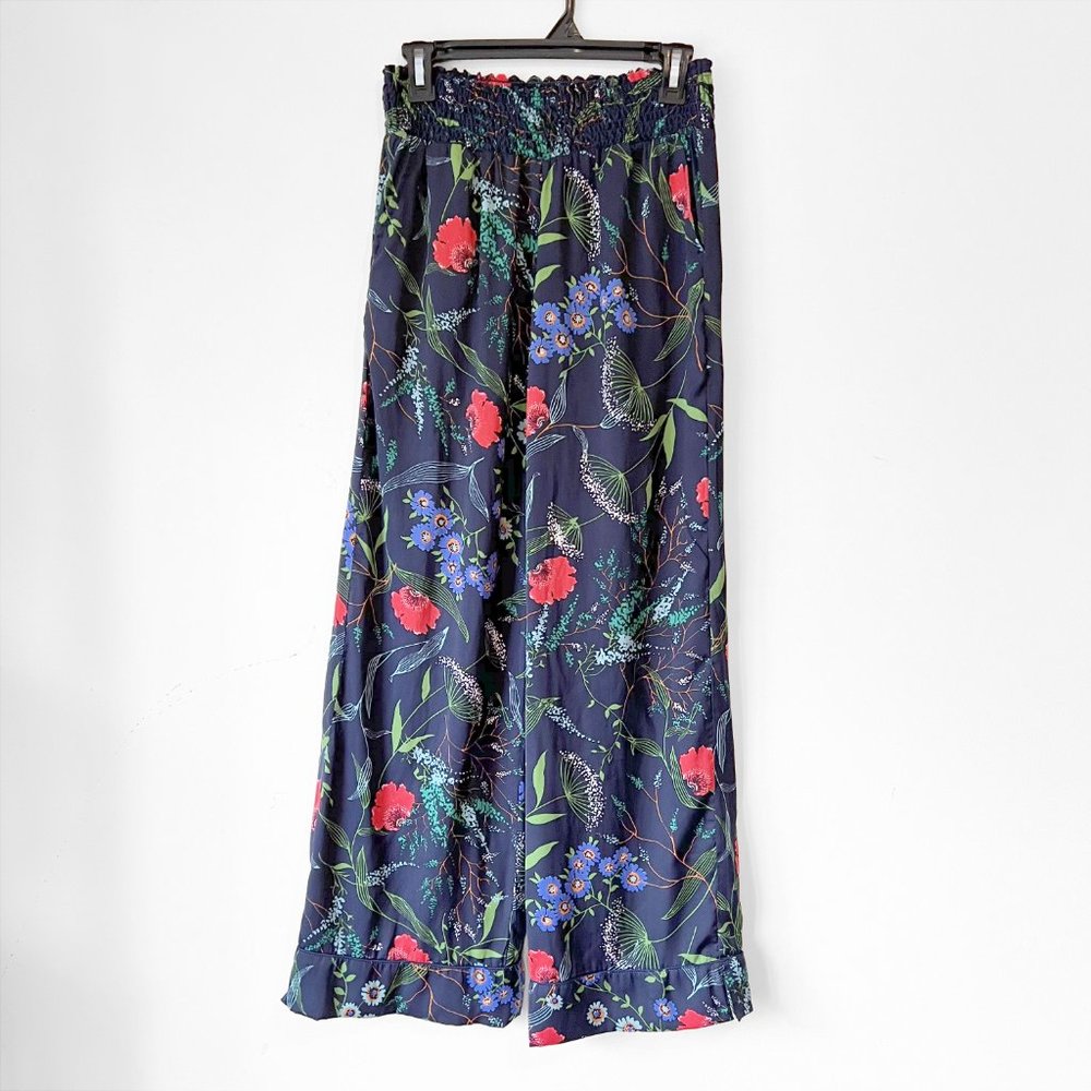 🎈HOST PICK🎈NEW! Aerie Satin Multibotanical Navy Pajama, PJ pants, Size S - Picture 3 of 13